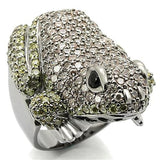0W284 - Ruthenium Brass Ring with AAA Grade CZ  in Multi Color - Alamode