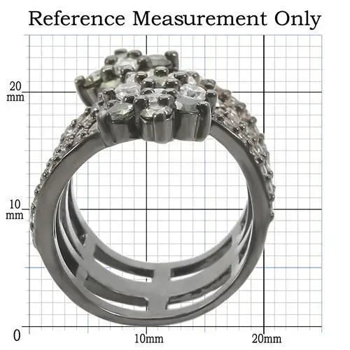 0W293 - Ruthenium Brass Ring with AAA Grade CZ in Multi Color - Alamode - Flyclothing LLC