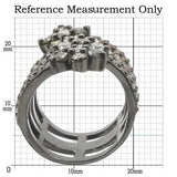 0W293 - Ruthenium Brass Ring with AAA Grade CZ  in Multi Color - Alamode