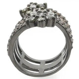 0W293 - Ruthenium Brass Ring with AAA Grade CZ  in Multi Color - Alamode