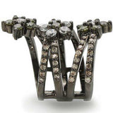 0W293 - Ruthenium Brass Ring with AAA Grade CZ in Multi Color - Alamode - Flyclothing LLC