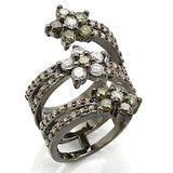 0W293 - Ruthenium Brass Ring with AAA Grade CZ  in Multi Color - Alamode