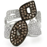 0W295 - Rhodium + Ruthenium Brass Ring with AAA Grade CZ  in Champagne - Alamode