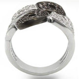 0W295 - Rhodium + Ruthenium Brass Ring with AAA Grade CZ in Champagne - Alamode - Flyclothing LLC