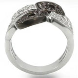 0W295 - Rhodium + Ruthenium Brass Ring with AAA Grade CZ  in Champagne - Alamode