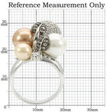 0W296 - Rhodium + Ruthenium Brass Ring with Synthetic Pearl in Multi Color - Alamode - Flyclothing LLC