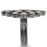 0W297 - Ruthenium Brass Ring with AAA Grade CZ in Multi Color - Alamode - Flyclothing LLC