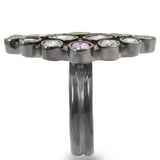 0W297 - Ruthenium Brass Ring with AAA Grade CZ in Multi Color - Alamode - Flyclothing LLC