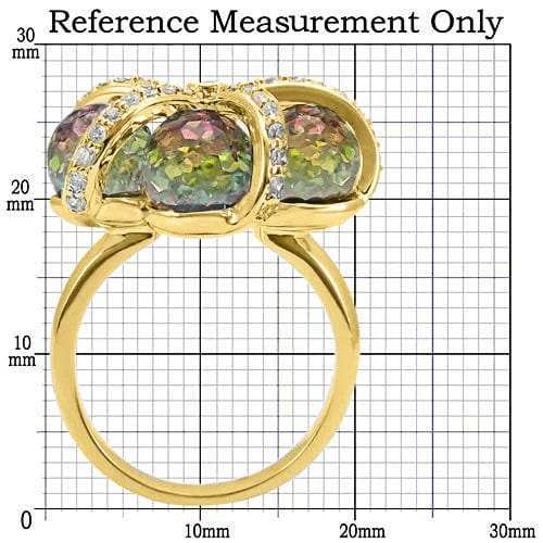 0W299 - Gold Plated Brass Ring with Top Grade Crystal in Multi Color - Alamode - Flyclothing LLC