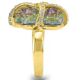 0W299 - Gold Plated Brass Ring with Top Grade Crystal in Multi Color - Alamode - Flyclothing LLC