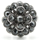 0W301 - Rhodium Brass Ring with Top Grade Crystal in Jet - Alamode - Flyclothing LLC