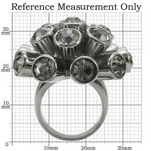 0W306 - Ruthenium Brass Ring with Top Grade Crystal in Jet - Alamode - Flyclothing LLC
