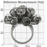 0W306 - Ruthenium Brass Ring with Top Grade Crystal  in Jet - Alamode