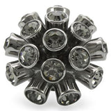 0W306 - Ruthenium Brass Ring with Top Grade Crystal  in Jet - Alamode