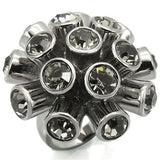 0W306 - Ruthenium Brass Ring with Top Grade Crystal  in Jet - Alamode