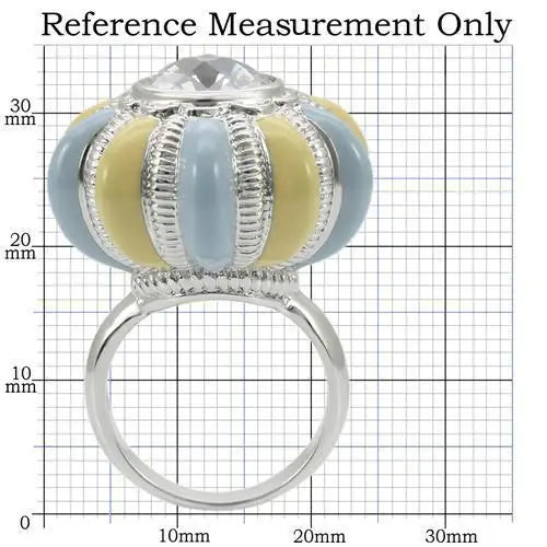 0W308 - Rhodium Brass Ring with AAA Grade CZ in Clear - Alamode - Flyclothing LLC