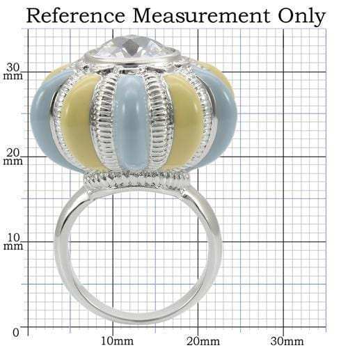 0W308 - Rhodium Brass Ring with AAA Grade CZ in Clear - Alamode - Flyclothing LLC