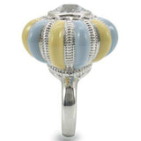 0W308 - Rhodium Brass Ring with AAA Grade CZ in Clear - Alamode - Flyclothing LLC