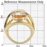 0W314 - Gold Brass Ring with AAA Grade CZ in Champagne - Alamode - Flyclothing LLC