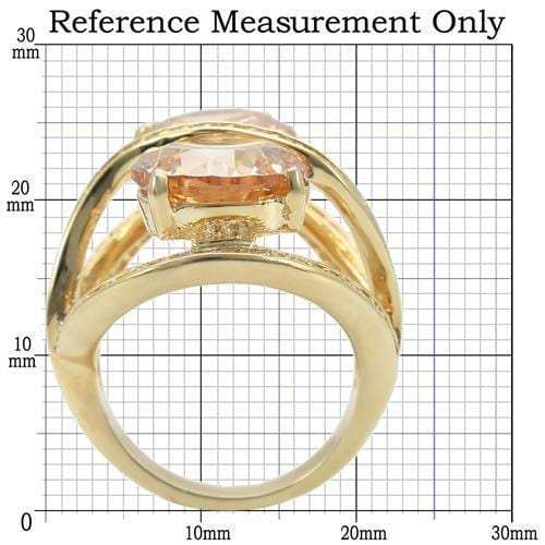 0W314 - Gold Brass Ring with AAA Grade CZ in Champagne - Alamode - Flyclothing LLC