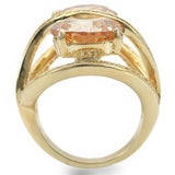 0W314 - Gold Brass Ring with AAA Grade CZ  in Champagne - Alamode