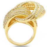 0W316 - Gold Brass Ring with AAA Grade CZ in Clear - Alamode - Flyclothing LLC