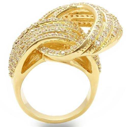 0W316 - Gold Brass Ring with AAA Grade CZ in Clear - Alamode - Flyclothing LLC