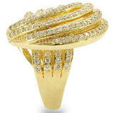 0W316 - Gold Brass Ring with AAA Grade CZ in Clear - Alamode - Flyclothing LLC