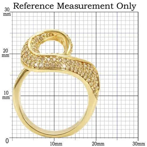 0W317 - Gold Brass Ring with AAA Grade CZ in Clear - Alamode - Flyclothing LLC
