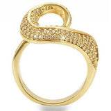 0W317 - Gold Brass Ring with AAA Grade CZ in Clear - Alamode - Flyclothing LLC