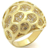 0W318 - Gold Brass Ring with AAA Grade CZ in Clear - Alamode - Flyclothing LLC