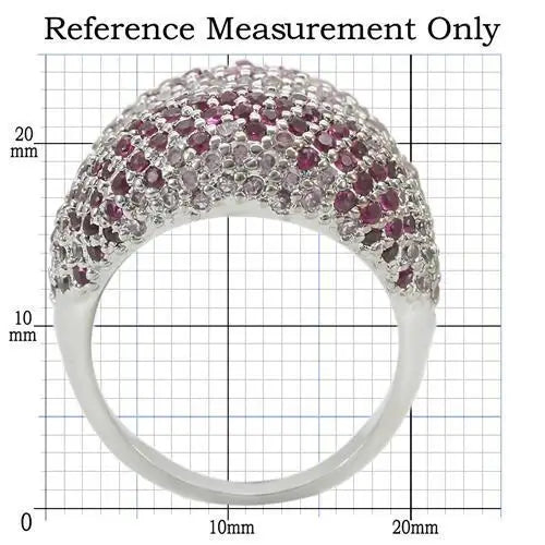0W322 - Rhodium Brass Ring with AAA Grade CZ in Multi Color - Alamode - Flyclothing LLC