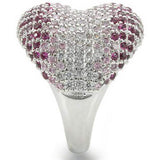 0W322 - Rhodium Brass Ring with AAA Grade CZ in Multi Color - Alamode - Flyclothing LLC