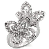 0W336 - Rhodium Brass Ring with AAA Grade CZ in Clear - Alamode - Flyclothing LLC