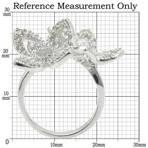 0W336 - Rhodium Brass Ring with AAA Grade CZ in Clear - Alamode - Flyclothing LLC