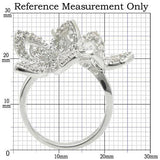 0W336 - Rhodium Brass Ring with AAA Grade CZ  in Clear - Alamode