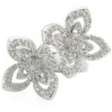 0W336 - Rhodium Brass Ring with AAA Grade CZ in Clear - Alamode - Flyclothing LLC