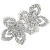 0W336 - Rhodium Brass Ring with AAA Grade CZ  in Clear - Alamode