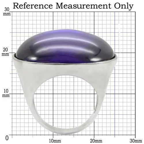 0W345 - Rhodium Brass Ring with Genuine Stone in Amethyst - Alamode - Flyclothing LLC