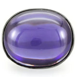 0W345 - Rhodium Brass Ring with Genuine Stone in Amethyst - Alamode - Flyclothing LLC