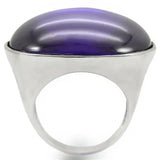 0W345 - Rhodium Brass Ring with Genuine Stone in Amethyst - Alamode - Flyclothing LLC