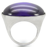 0W345 - Rhodium Brass Ring with Genuine Stone  in Amethyst - Alamode
