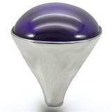 0W345 - Rhodium Brass Ring with Genuine Stone in Amethyst - Alamode - Flyclothing LLC