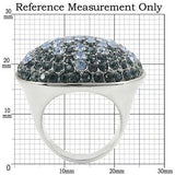 0W347 - Rhodium + Ruthenium Brass Ring with Top Grade Crystal in Light Sapphire - Alamode - Flyclothing LLC