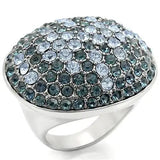 0W347 - Rhodium + Ruthenium Brass Ring with Top Grade Crystal  in Light Sapphire - Alamode
