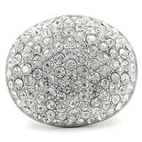 0W348 - Rhodium+Brushed Brass Ring with Top Grade Crystal in Clear - Alamode - Flyclothing LLC
