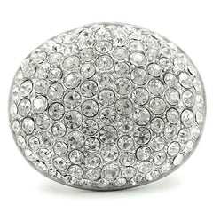 0W348 - Rhodium+Brushed Brass Ring with Top Grade Crystal  in Clear