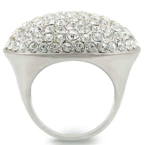 0W348 - Rhodium+Brushed Brass Ring with Top Grade Crystal in Clear - Alamode - Flyclothing LLC