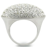 0W348 - Rhodium+Brushed Brass Ring with Top Grade Crystal  in Clear - Alamode