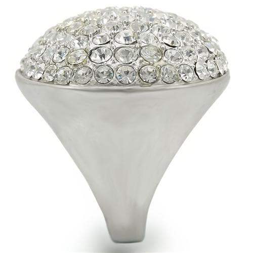 0W348 - Rhodium+Brushed Brass Ring with Top Grade Crystal in Clear - Alamode - Flyclothing LLC